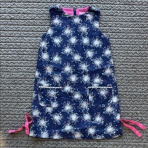 Lilly Pulitzer Navy Dress with White and Pink firecrackers, size 10